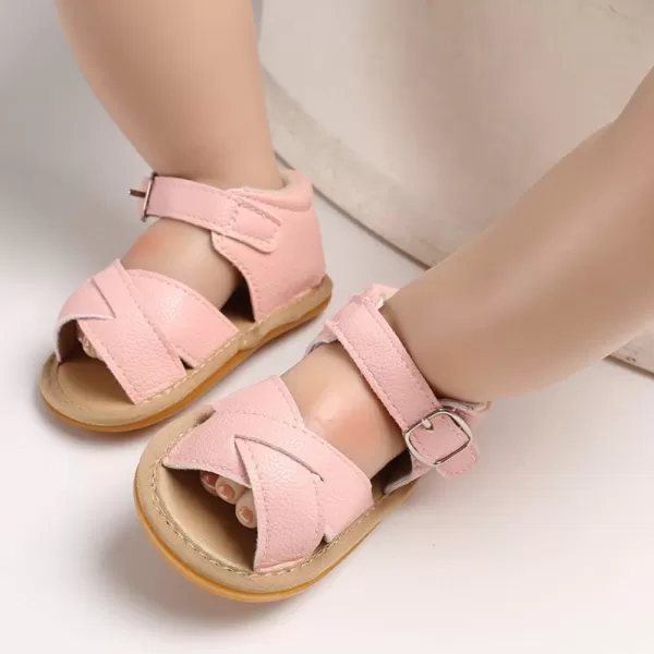 SOFMUO Baby Girls Boys Sparkly Bowknot Sandals Premium Soft AntiSlip Rubber Sole Infant Summer Outdoor Shoes Toddler First WalkersApink