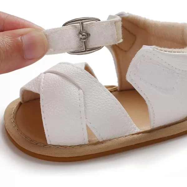 SOFMUO Baby Girls Boys Sparkly Bowknot Sandals Premium Soft AntiSlip Rubber Sole Infant Summer Outdoor Shoes Toddler First WalkersAwhite