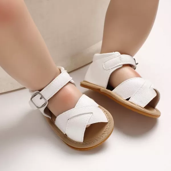 SOFMUO Baby Girls Boys Sparkly Bowknot Sandals Premium Soft AntiSlip Rubber Sole Infant Summer Outdoor Shoes Toddler First WalkersAwhite
