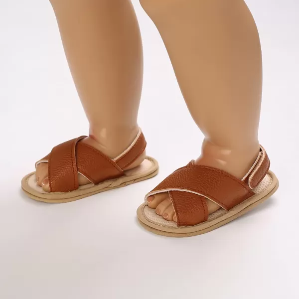 SOFMUO Baby Girls Floral Closed Toe Sandals NonSlip Soft Rubber Sole Infant Toddler Summer Walking ShoesA05Brown