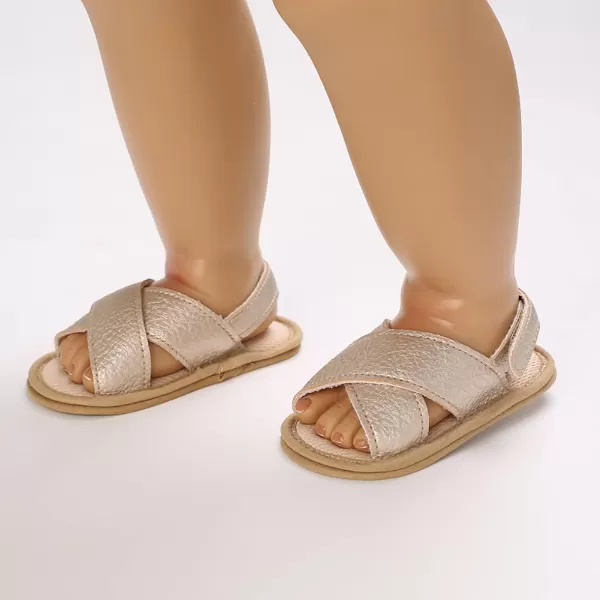 SOFMUO Baby Girls Floral Closed Toe Sandals NonSlip Soft Rubber Sole Infant Toddler Summer Walking ShoesA05Gold