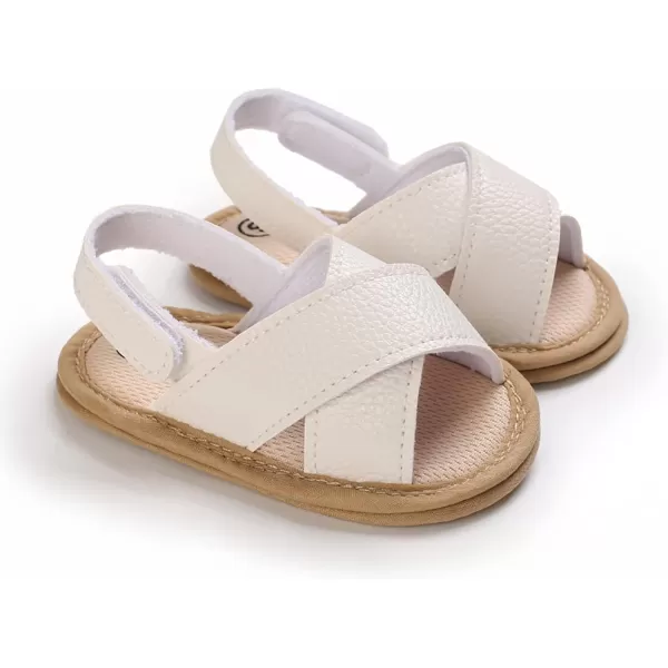 SOFMUO Baby Girls Floral Closed Toe Sandals NonSlip Soft Rubber Sole Infant Toddler Summer Walking ShoesA05White