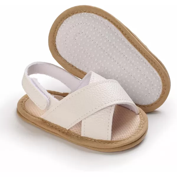 SOFMUO Baby Girls Floral Closed Toe Sandals NonSlip Soft Rubber Sole Infant Toddler Summer Walking ShoesA05White