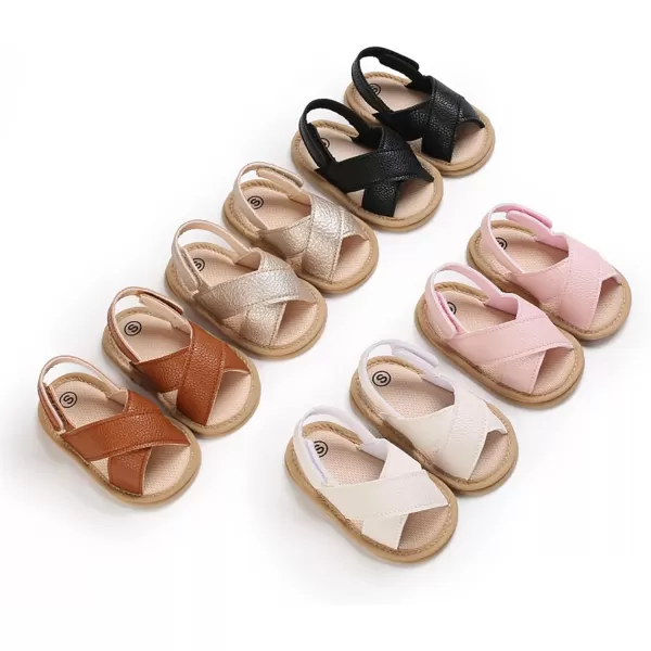 SOFMUO Baby Girls Floral Closed Toe Sandals NonSlip Soft Rubber Sole Infant Toddler Summer Walking ShoesA05White