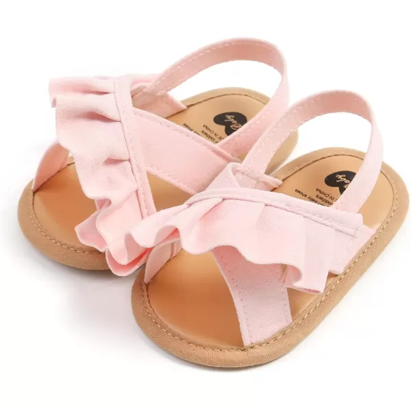 SOFMUO Baby Girls Floral Closed Toe Sandals NonSlip Soft Rubber Sole Infant Toddler Summer Walking ShoesA06Pink