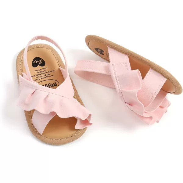 SOFMUO Baby Girls Floral Closed Toe Sandals NonSlip Soft Rubber Sole Infant Toddler Summer Walking ShoesA06Pink