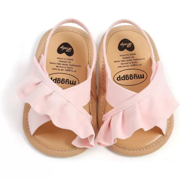 SOFMUO Baby Girls Floral Closed Toe Sandals NonSlip Soft Rubber Sole Infant Toddler Summer Walking ShoesA06Pink
