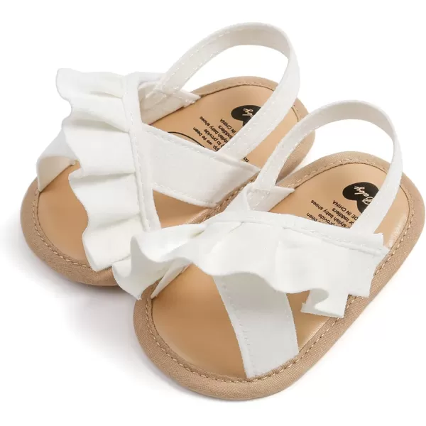 SOFMUO Baby Girls Floral Closed Toe Sandals NonSlip Soft Rubber Sole Infant Toddler Summer Walking ShoesA06White