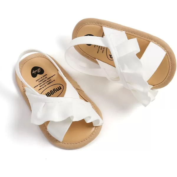 SOFMUO Baby Girls Floral Closed Toe Sandals NonSlip Soft Rubber Sole Infant Toddler Summer Walking ShoesA06White