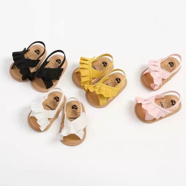 SOFMUO Baby Girls Floral Closed Toe Sandals NonSlip Soft Rubber Sole Infant Toddler Summer Walking ShoesA06Yellow