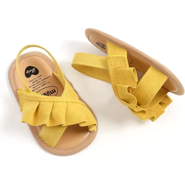 SOFMUO Baby Girls Floral Closed Toe Sandals NonSlip Soft Rubber Sole Infant Toddler Summer Walking ShoesA06Yellow