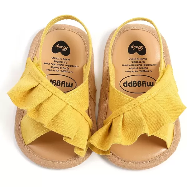 SOFMUO Baby Girls Floral Closed Toe Sandals NonSlip Soft Rubber Sole Infant Toddler Summer Walking ShoesA06Yellow