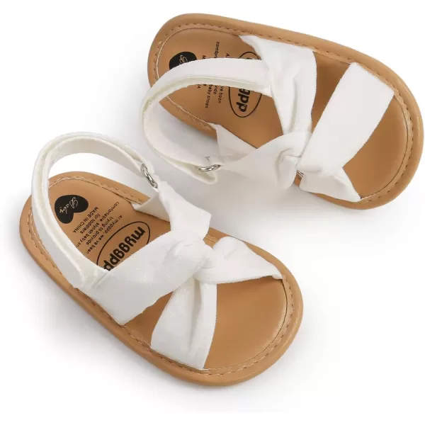 SOFMUO Baby Girls Floral Closed Toe Sandals NonSlip Soft Rubber Sole Infant Toddler Summer Walking ShoesA1White