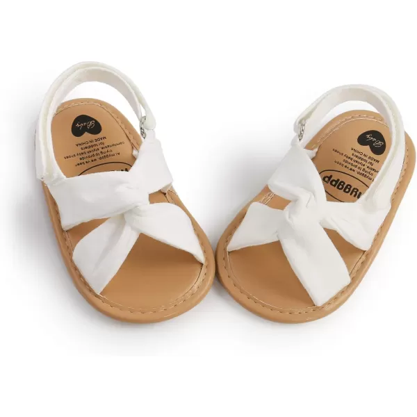 SOFMUO Baby Girls Floral Closed Toe Sandals NonSlip Soft Rubber Sole Infant Toddler Summer Walking ShoesA1White