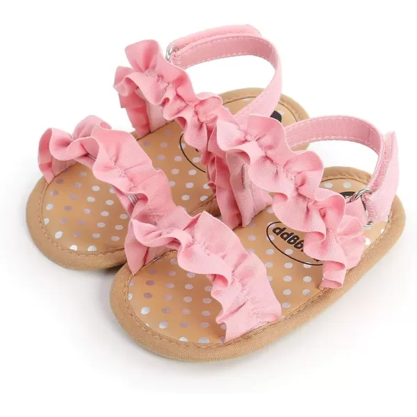 SOFMUO Baby Girls Floral Closed Toe Sandals NonSlip Soft Rubber Sole Infant Toddler Summer Walking ShoesA2Pink
