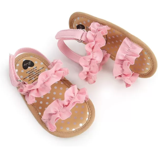 SOFMUO Baby Girls Floral Closed Toe Sandals NonSlip Soft Rubber Sole Infant Toddler Summer Walking ShoesA2Pink