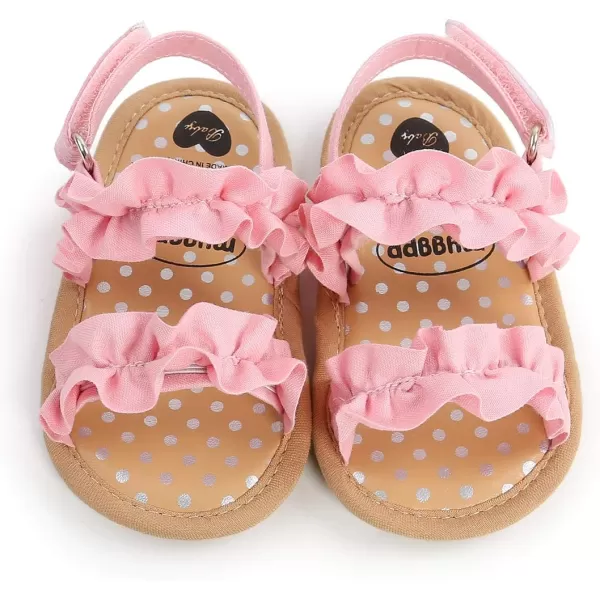 SOFMUO Baby Girls Floral Closed Toe Sandals NonSlip Soft Rubber Sole Infant Toddler Summer Walking ShoesA2Pink