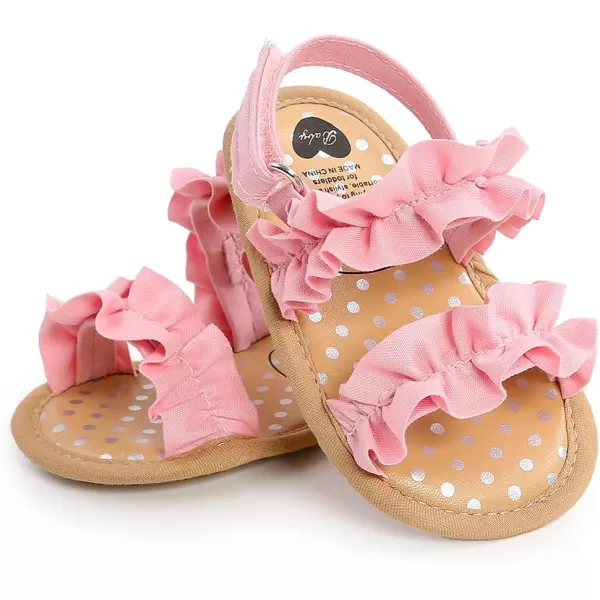 SOFMUO Baby Girls Floral Closed Toe Sandals NonSlip Soft Rubber Sole Infant Toddler Summer Walking ShoesA2Pink