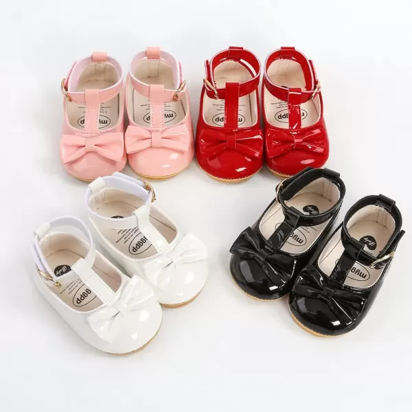 SOFMUO Baby Girls Mary Jane Flats with Bowknot Ballet Slippers Toddler First Walkers Infant Princess Wedding Christmas Dress ShoesA00Black