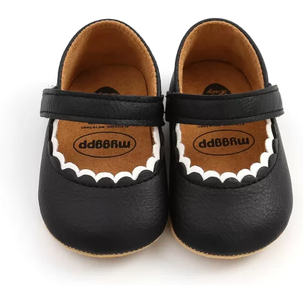 SOFMUO Baby Girls Mary Jane Flats with Bowknot Ballet Slippers Toddler First Walkers Infant Princess Wedding Christmas Dress ShoesA01Black