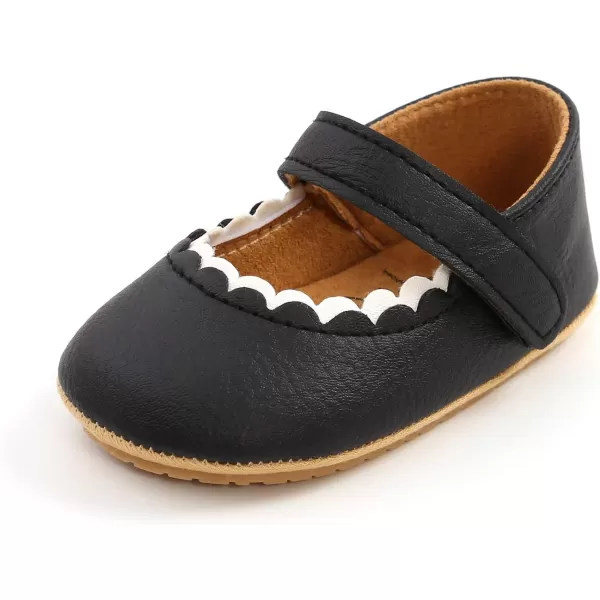 SOFMUO Baby Girls Mary Jane Flats with Bowknot Ballet Slippers Toddler First Walkers Infant Princess Wedding Christmas Dress ShoesA01Black