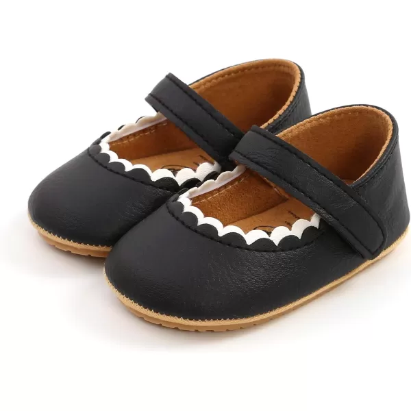 SOFMUO Baby Girls Mary Jane Flats with Bowknot Ballet Slippers Toddler First Walkers Infant Princess Wedding Christmas Dress ShoesA01Black