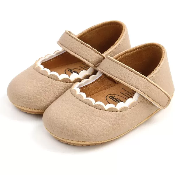 SOFMUO Baby Girls Mary Jane Flats with Bowknot Ballet Slippers Toddler First Walkers Infant Princess Wedding Christmas Dress ShoesA01Khaki