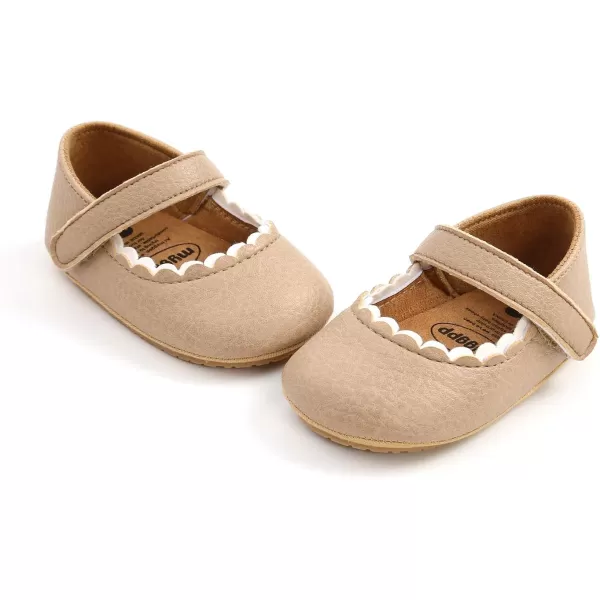SOFMUO Baby Girls Mary Jane Flats with Bowknot Ballet Slippers Toddler First Walkers Infant Princess Wedding Christmas Dress ShoesA01Khaki