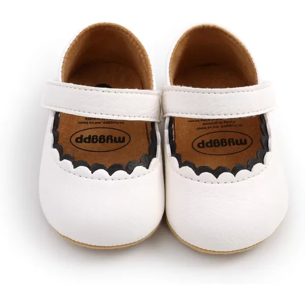 SOFMUO Baby Girls Mary Jane Flats with Bowknot Ballet Slippers Toddler First Walkers Infant Princess Wedding Christmas Dress ShoesA01White