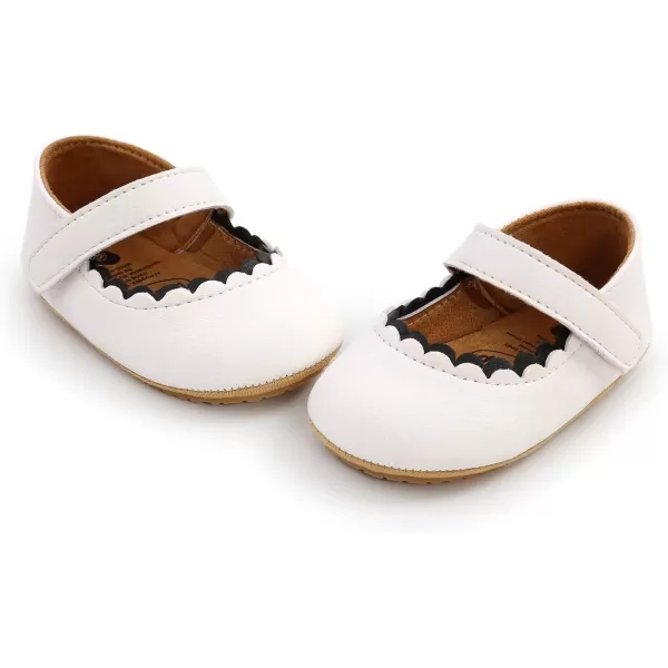 SOFMUO Baby Girls Mary Jane Flats with Bowknot Ballet Slippers Toddler First Walkers Infant Princess Wedding Christmas Dress ShoesA01White
