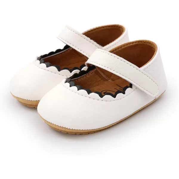SOFMUO Baby Girls Mary Jane Flats with Bowknot Ballet Slippers Toddler First Walkers Infant Princess Wedding Christmas Dress ShoesA01White