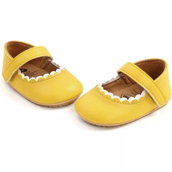 SOFMUO Baby Girls Mary Jane Flats with Bowknot Ballet Slippers Toddler First Walkers Infant Princess Wedding Christmas Dress ShoesA01Yellow