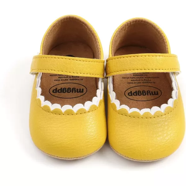 SOFMUO Baby Girls Mary Jane Flats with Bowknot Ballet Slippers Toddler First Walkers Infant Princess Wedding Christmas Dress ShoesA01Yellow