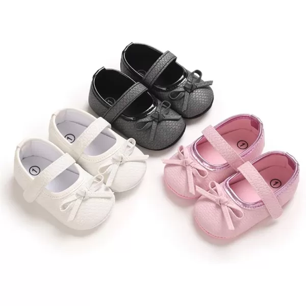 SOFMUO Baby Girls Mary Jane Flats with Bowknot Ballet Slippers Toddler First Walkers Infant Princess Wedding Christmas Dress ShoesBBlack