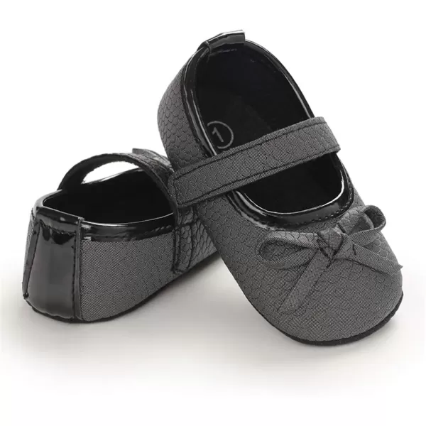 SOFMUO Baby Girls Mary Jane Flats with Bowknot Ballet Slippers Toddler First Walkers Infant Princess Wedding Christmas Dress ShoesBBlack