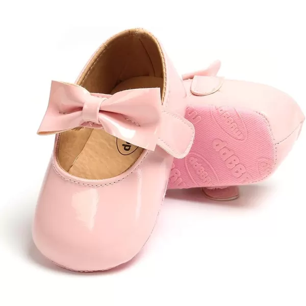 SOFMUO Baby Girls Mary Jane Flats with Bowknot Ballet Slippers Toddler First Walkers Infant Princess Wedding Christmas Dress ShoesPink