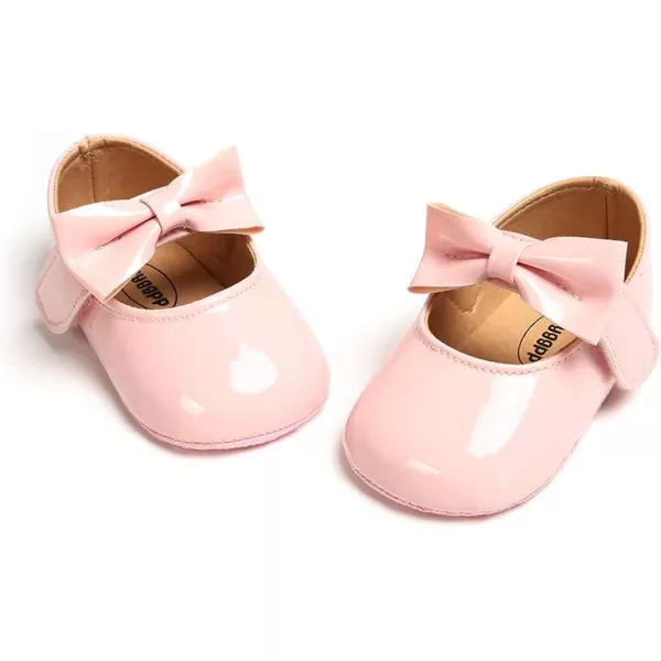 SOFMUO Baby Girls Mary Jane Flats with Bowknot Ballet Slippers Toddler First Walkers Infant Princess Wedding Christmas Dress ShoesPink