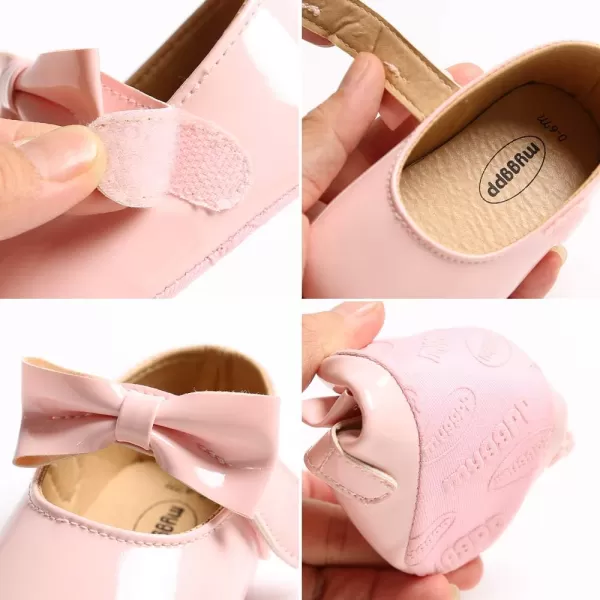 SOFMUO Baby Girls Mary Jane Flats with Bowknot Ballet Slippers Toddler First Walkers Infant Princess Wedding Christmas Dress ShoesRed