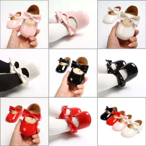 SOFMUO Baby Girls Mary Jane Flats with Bowknot Ballet Slippers Toddler First Walkers Infant Princess Wedding Christmas Dress ShoesRed