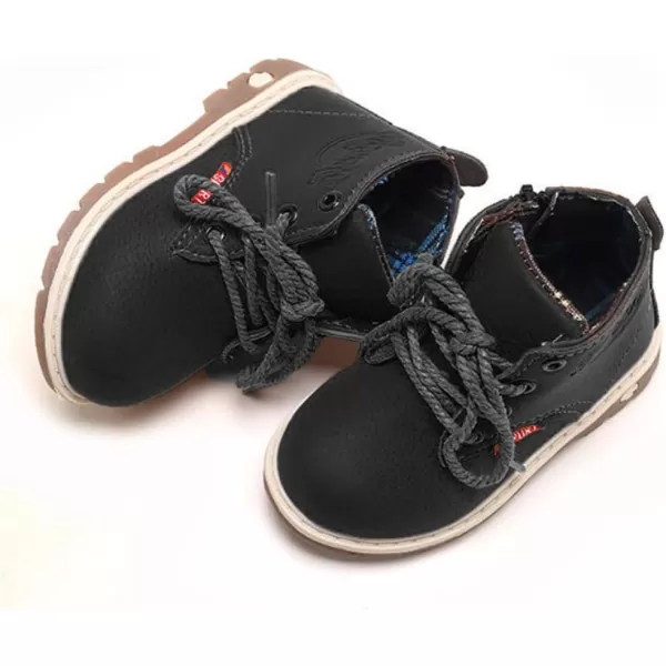 SOFMUO Baby Kids Boots  Boys Girls Rubber Sole PU Leather Warm Winter Shoes Hiking Snow Ankle Boots ToddlerLittle KidABlack