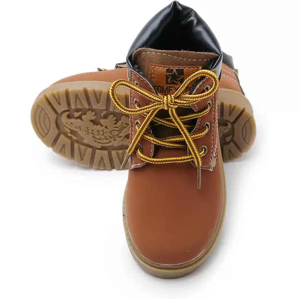 SOFMUO Baby Kids Boots  Boys Girls Rubber Sole PU Leather Warm Winter Shoes Hiking Snow Ankle Boots ToddlerLittle KidCBrown