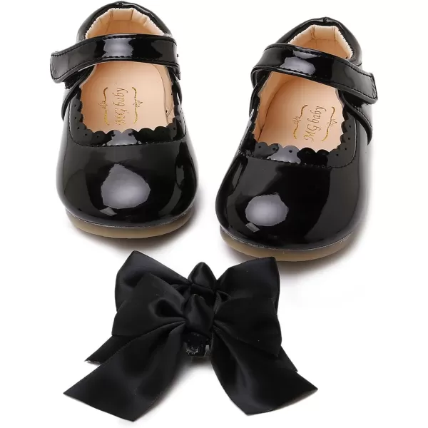 SOFMUO Toddler Girl Mary Jane Shoes Bowknot Ballet Flats for Little Girls Party School Wedding Uniform Princess Dress ShoesABlack
