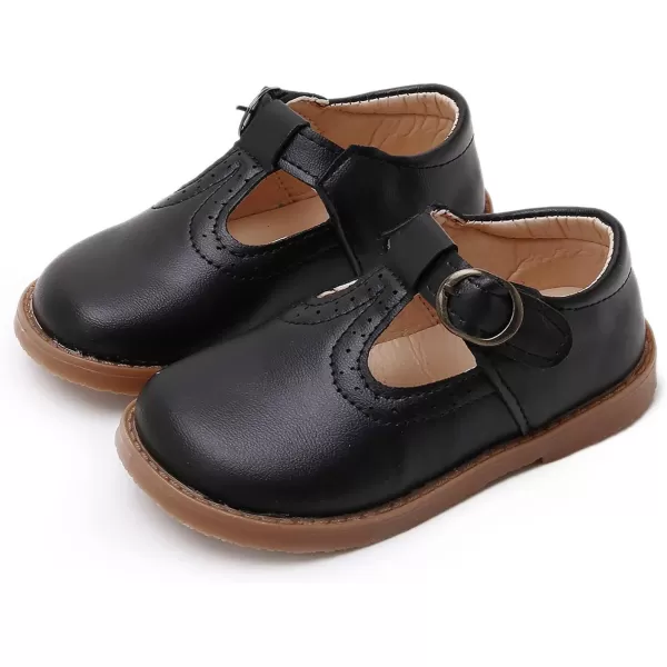 SOFMUO Toddler Girl Mary Jane Shoes Bowknot Ballet Flats for Little Girls Party School Wedding Uniform Princess Dress ShoesCBlack