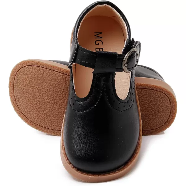 SOFMUO Toddler Girl Mary Jane Shoes Bowknot Ballet Flats for Little Girls Party School Wedding Uniform Princess Dress ShoesCBlack