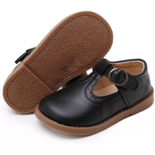 SOFMUO Toddler Girl Mary Jane Shoes Bowknot Ballet Flats for Little Girls Party School Wedding Uniform Princess Dress ShoesCBlack