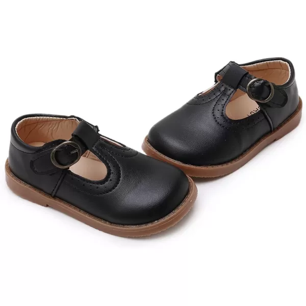 SOFMUO Toddler Girl Mary Jane Shoes Bowknot Ballet Flats for Little Girls Party School Wedding Uniform Princess Dress ShoesCBlack