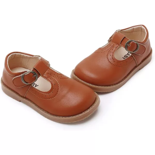 SOFMUO Toddler Girl Mary Jane Shoes Bowknot Ballet Flats for Little Girls Party School Wedding Uniform Princess Dress ShoesCBrown