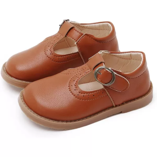 SOFMUO Toddler Girl Mary Jane Shoes Bowknot Ballet Flats for Little Girls Party School Wedding Uniform Princess Dress ShoesCBrown