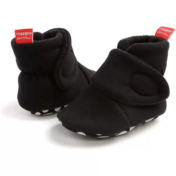 SOFMUO Unisex Baby Girl Boy Slippers Lightweight NonSlip Indoor Moccasins House Shoes Toddler BootiesA00Black