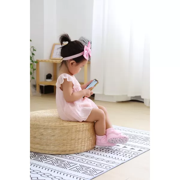 SOFMUO Unisex Baby Girl Boy Slippers Lightweight NonSlip Indoor Moccasins House Shoes Toddler BootiesA00Pink